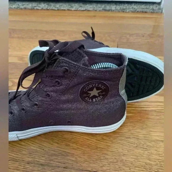 High-Top Converse Chuck Taylor Purple Sparkle Glitter, Junior Size 5 - Picture 8 of 12